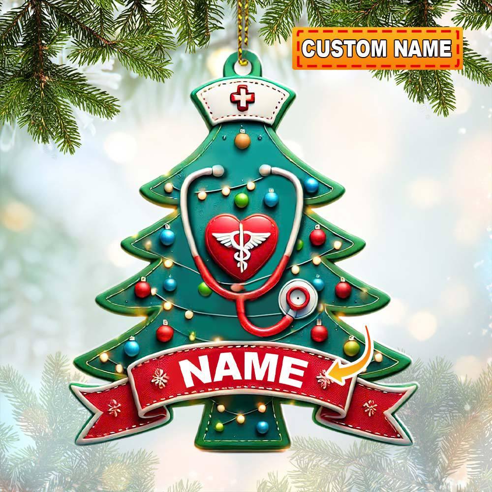 Healthcare Christmas Ornaments, Stethoscope Decor, Christmas Gifts Nurses, Personalized Acrylic Ornaments