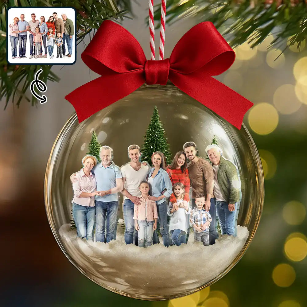 Personalized Family Portrait Acrylic Christmas Balls, Family Christmas Gift, Custom Photo Ball Ornament