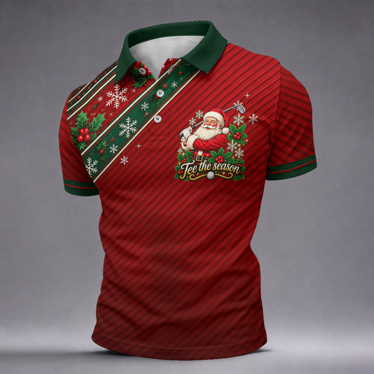 Christmas Tee The Season Santa Golf Shirt, Mens Golf Apparel, Golf Gifts For Men