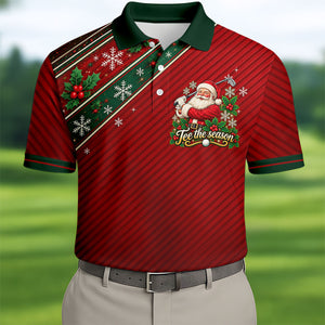 Christmas Tee The Season Santa Golf Shirt, Mens Golf Apparel, Golf Gifts For Men