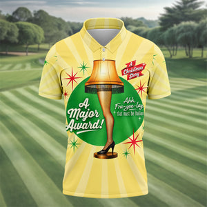 Christmas Leg Lamp Major Award Golf Shirt, Mens Golf Shirts, Funny Mens Golf Shirts
