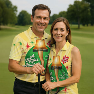 Christmas Leg Lamp Major Award Golf Shirt, Mens Golf Shirts, Funny Mens Golf Shirts
