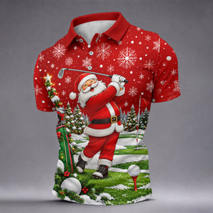 Mens Golf Polo Shirt - Front View On Gray Background