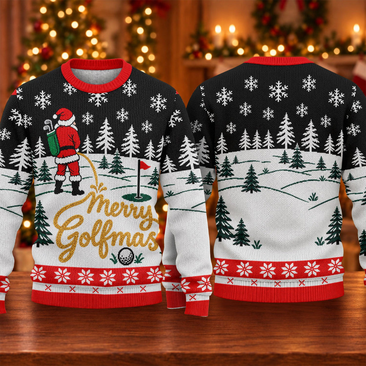 Black Merry Golfmas Ugly Christmas Sweater - view 5
