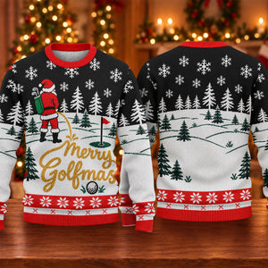 Black Merry Golfmas Ugly Christmas Sweater - view 5
