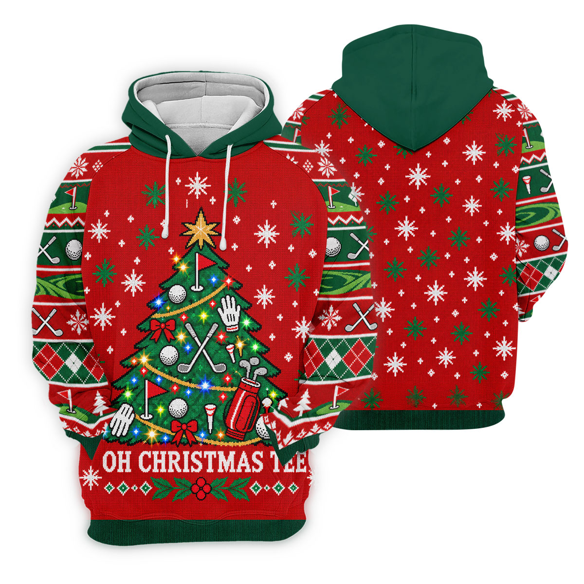 Oh Christmas Tee Golf Tree Golf Shirt, Mens Golf Apparel, Mens Holiday Golf Shirts