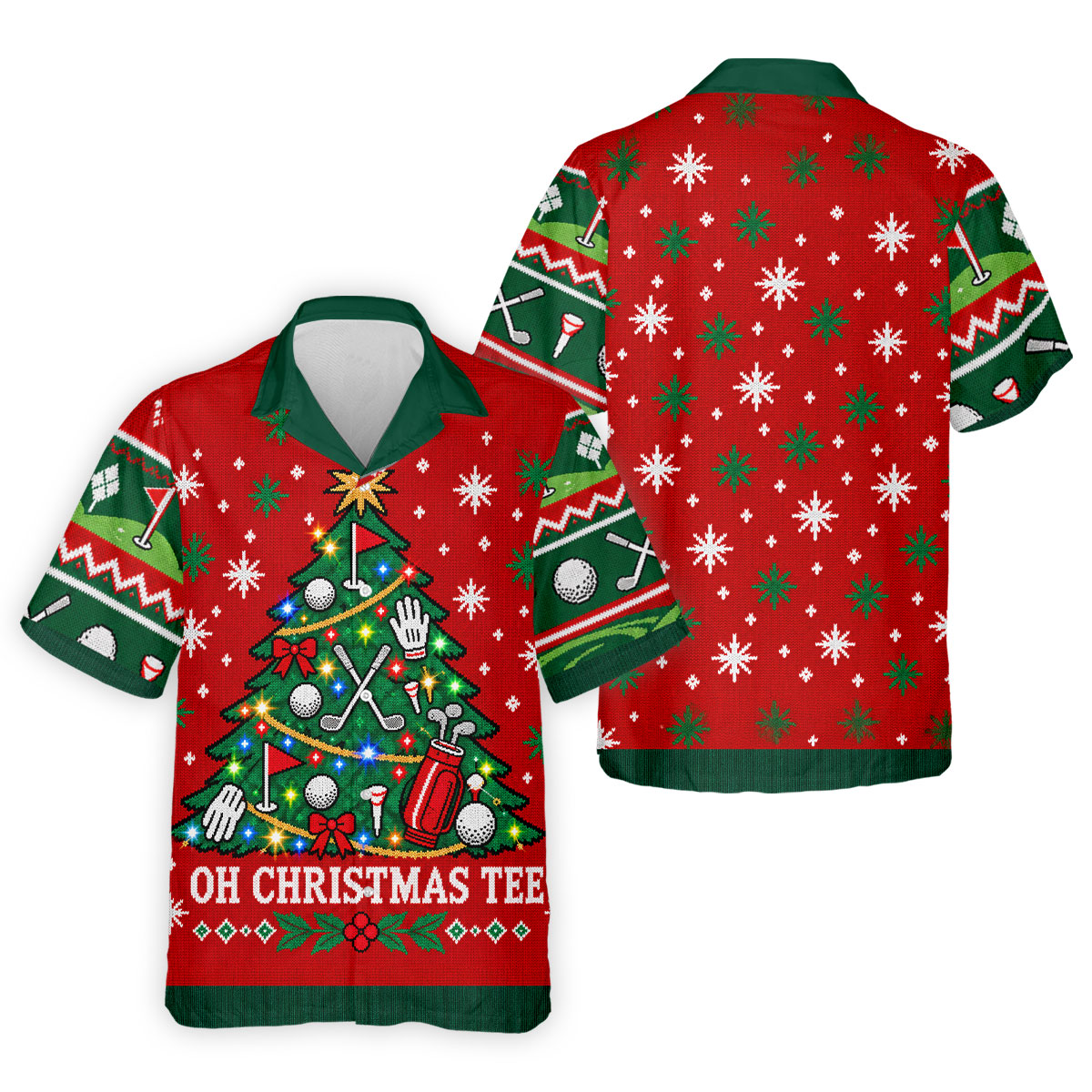 Oh Christmas Tee Golf Tree Golf Shirt, Mens Golf Apparel, Mens Holiday Golf Shirts