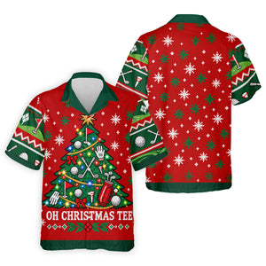 Oh Christmas Tee Golf Tree Golf Shirt, Mens Golf Apparel, Mens Holiday Golf Shirts