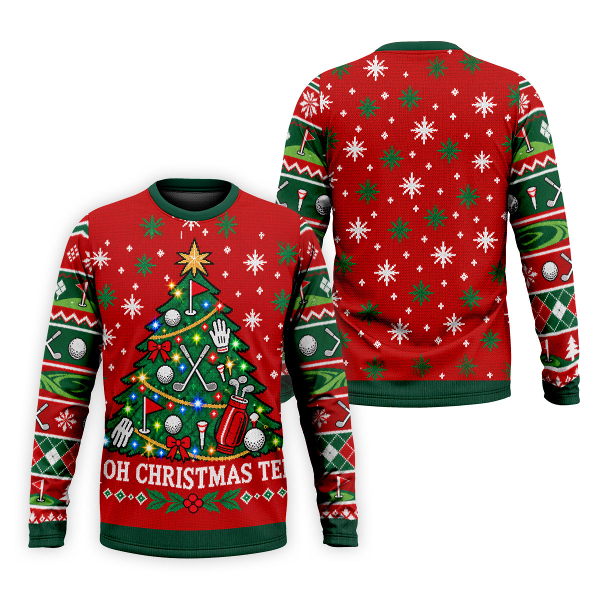 Oh Christmas Tee Golf Tree Golf Shirt, Mens Golf Apparel, Mens Holiday Golf Shirts