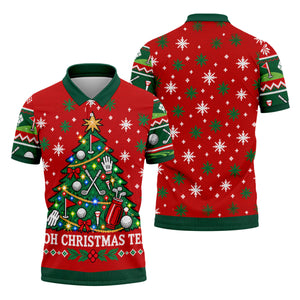 Oh Christmas Tee Golf Tree Golf Shirt, Mens Golf Apparel, Mens Holiday Golf Shirts