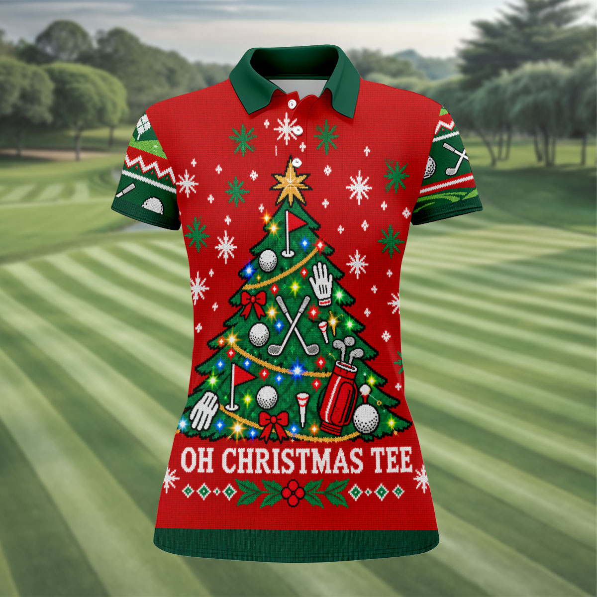Oh Christmas Tee Golf Tree Golf Shirt, Golf Shirts For Women, Golf Gifts For Women