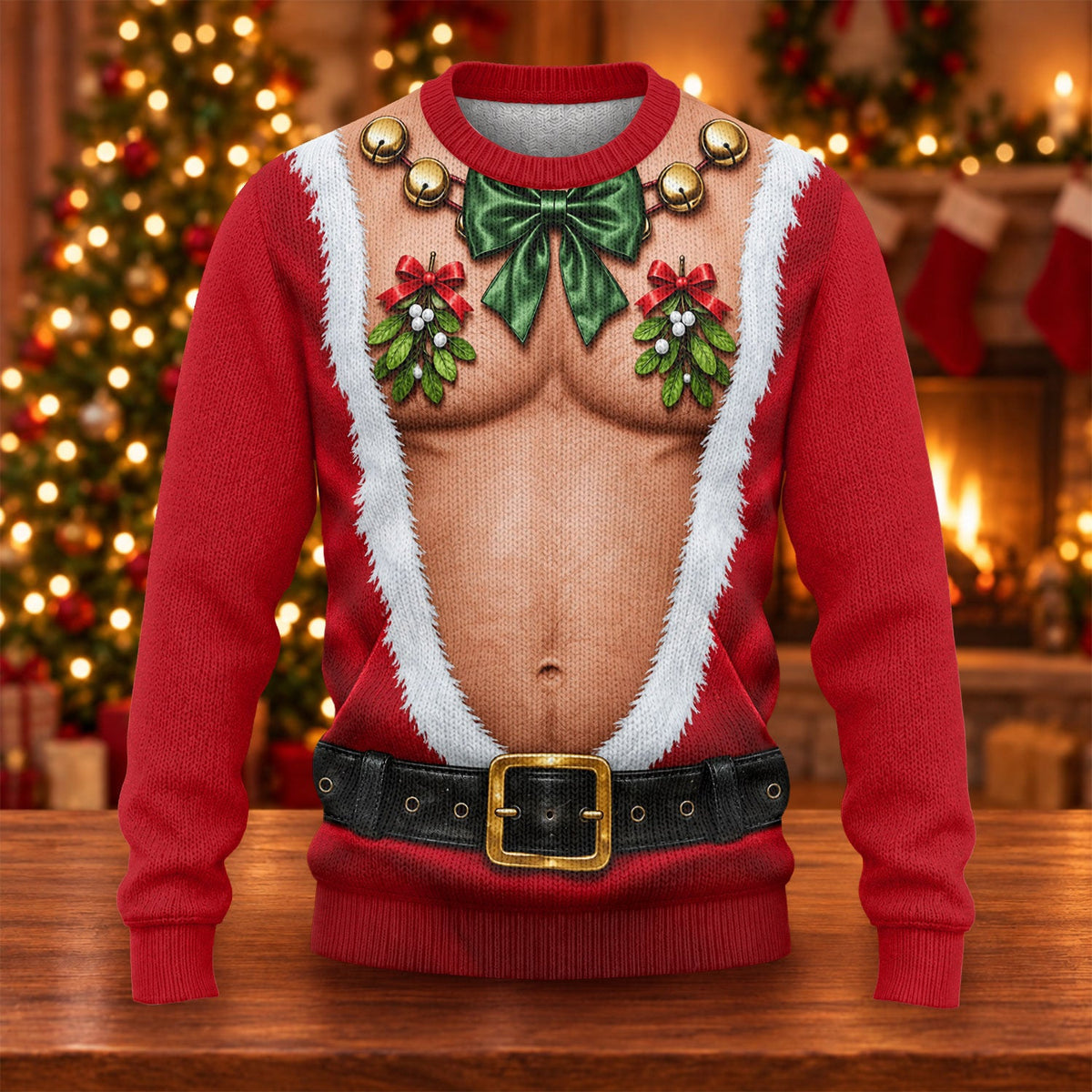 Muscle Santa Suit Ugly Christmas Sweater - view 6