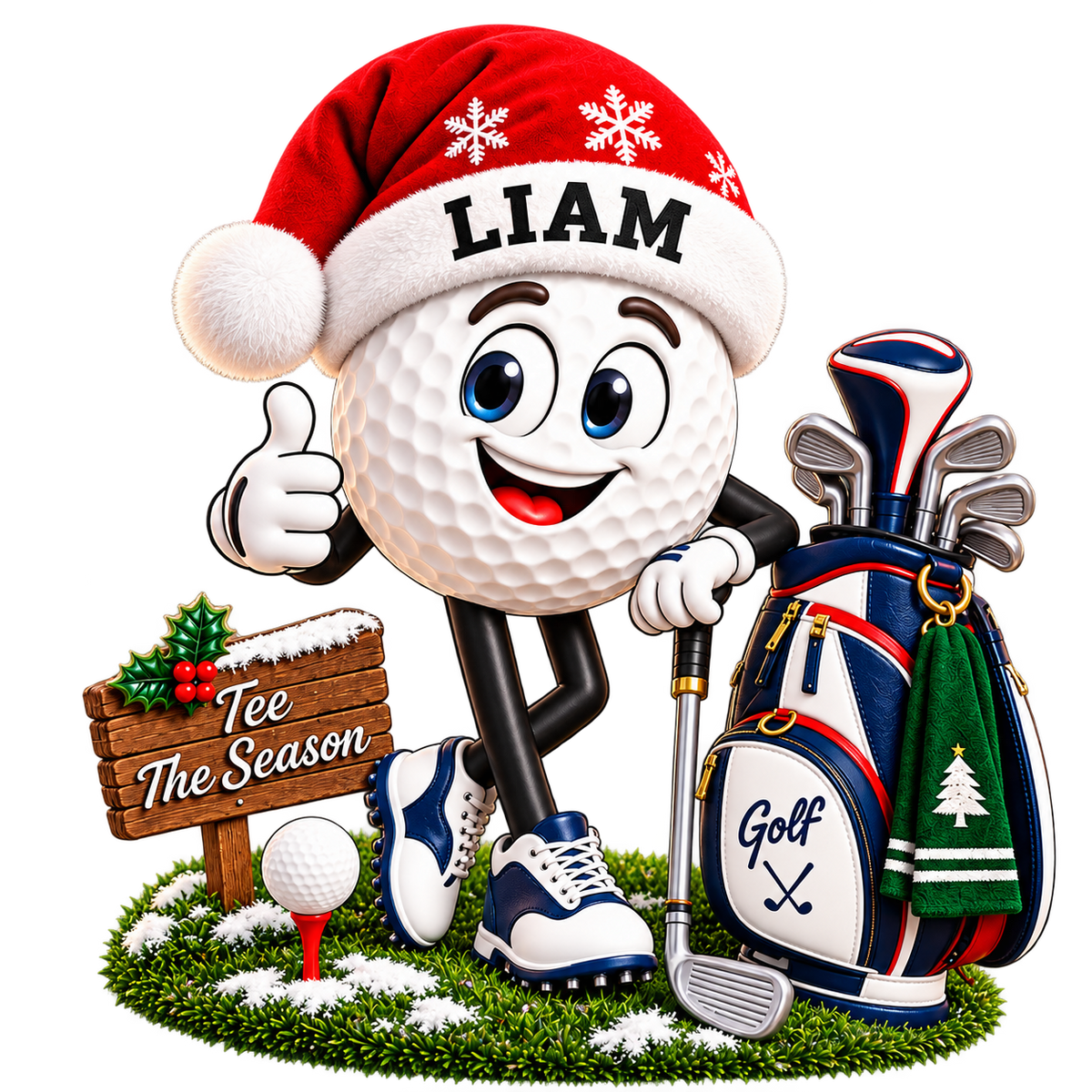 Custom Name Santa Golf Ball Acrylic Ornament, Christmas Tree Decor, Christmas Gifts