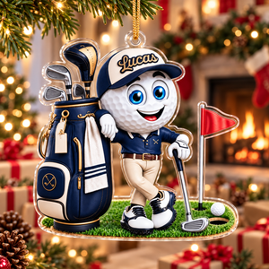 Custom Name Golf Ball Caddie Acrylic Ornament, Christmas Ornaments, Christmas Gifts