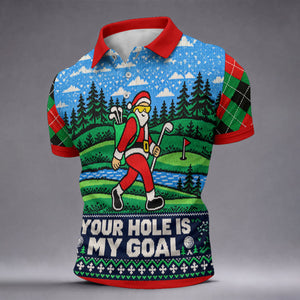 Christmas Your Hole Is My Goal Golf Shirt, Mens Golf Polo, Mens Holiday Golf Shirts