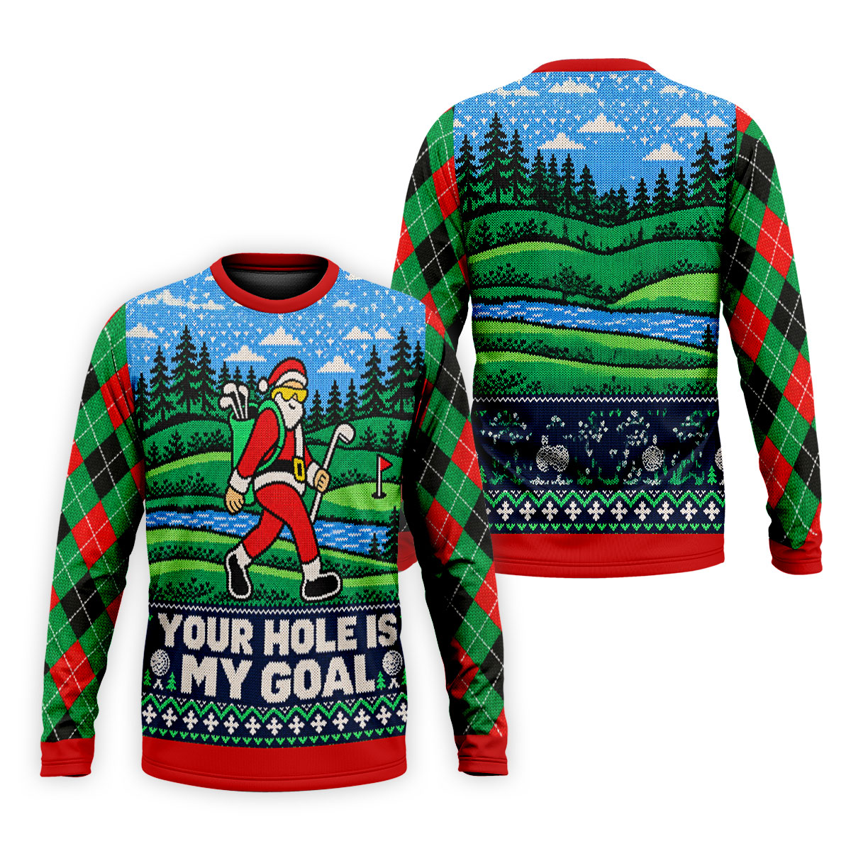 Christmas Your Hole Is My Goal Golf Shirt, Mens Golf Polo, Mens Holiday Golf Shirts