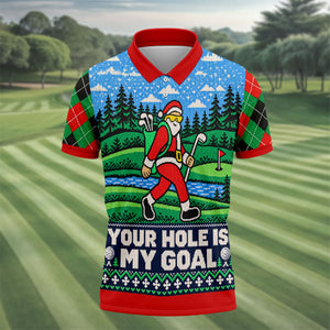 Christmas Your Hole Is My Goal Golf Shirt, Mens Golf Polo, Mens Holiday Golf Shirts