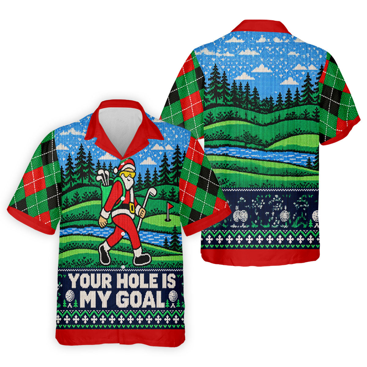Christmas Your Hole Is My Goal Golf Shirt, Mens Golf Polo, Mens Holiday Golf Shirts