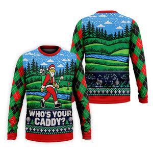Christmas Who's Your Caddy Santa Golf Shirt, Golf Shirts For Men, Mens Golf Shirts