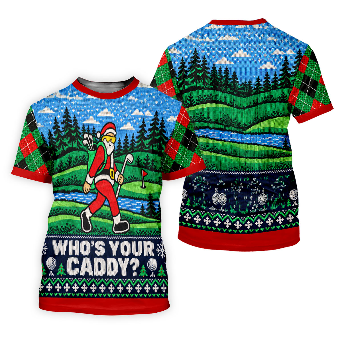 Christmas Who's Your Caddy Santa Golf Shirt, Womens Golf Tops, Womens Golf Apparel