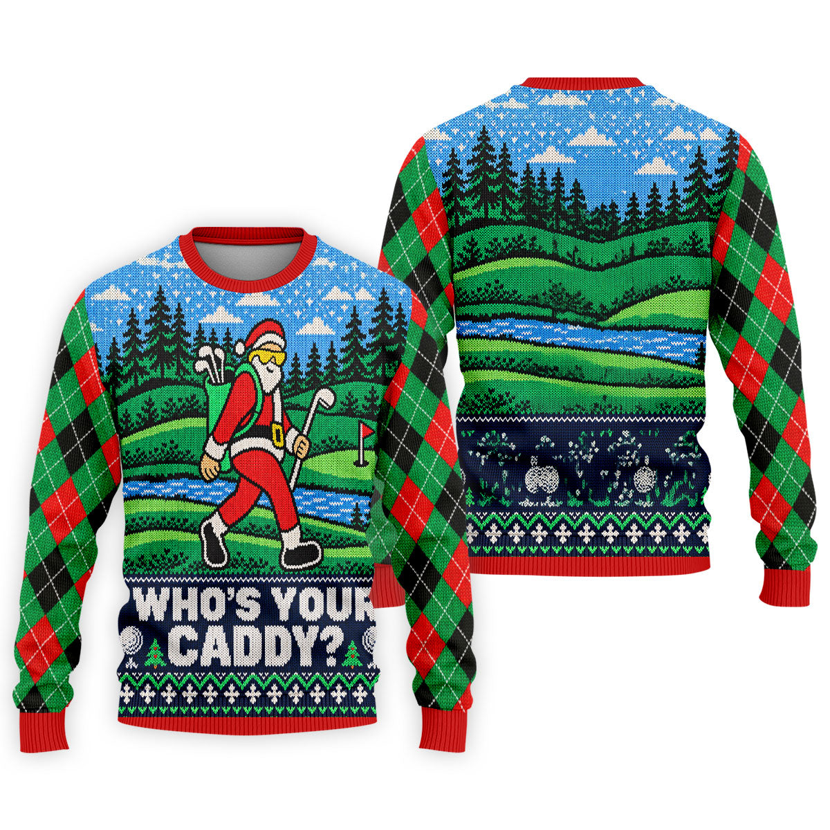 Christmas Who's Your Caddy Santa Golf Shirt, Golf Shirts For Men, Mens Golf Shirts