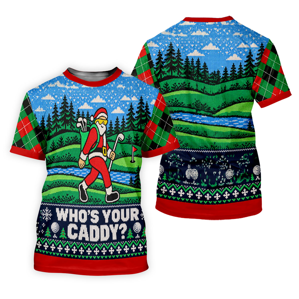 Christmas Who's Your Caddy Santa Golf Shirt, Golf Shirts For Men, Mens Golf Shirts