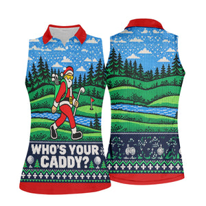 Christmas Who's Your Caddy Santa Golf Shirt, Womens Golf Tops, Womens Golf Apparel