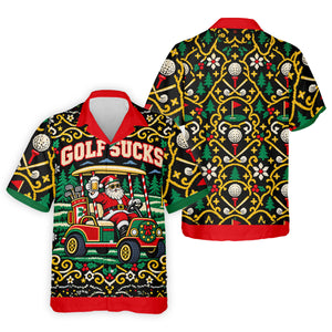 Christmas Golf Sucks Santa Cart Golf Shirt, Mens Golf Polo, Funny Mens Golf Shirts