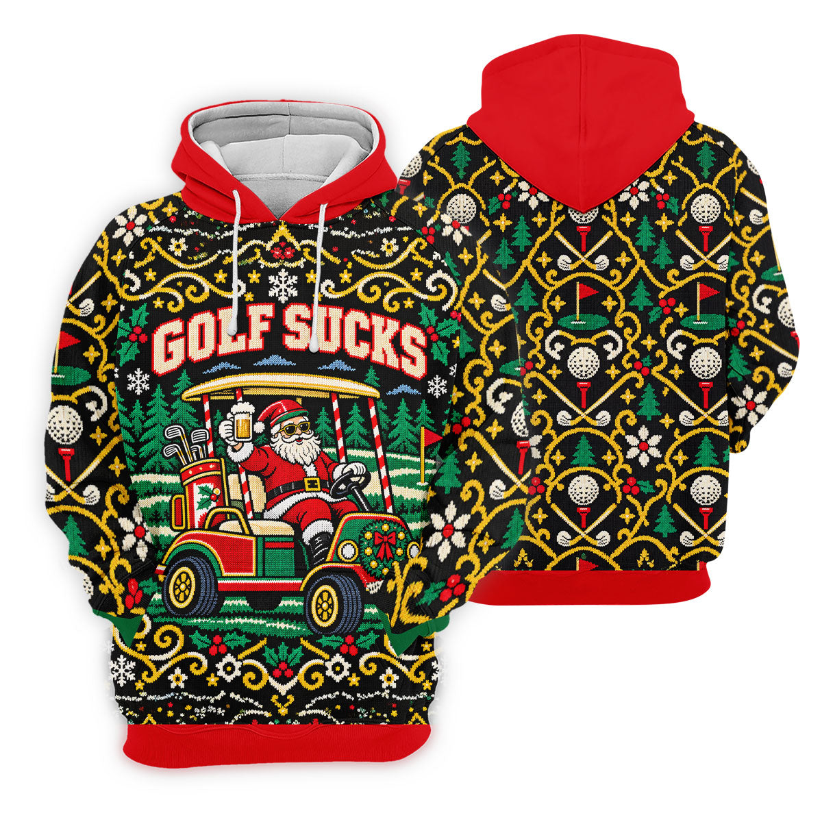 Christmas Golf Sucks Santa Cart Golf Shirt, Womens Golf Tops, Ladies Golf Shirts