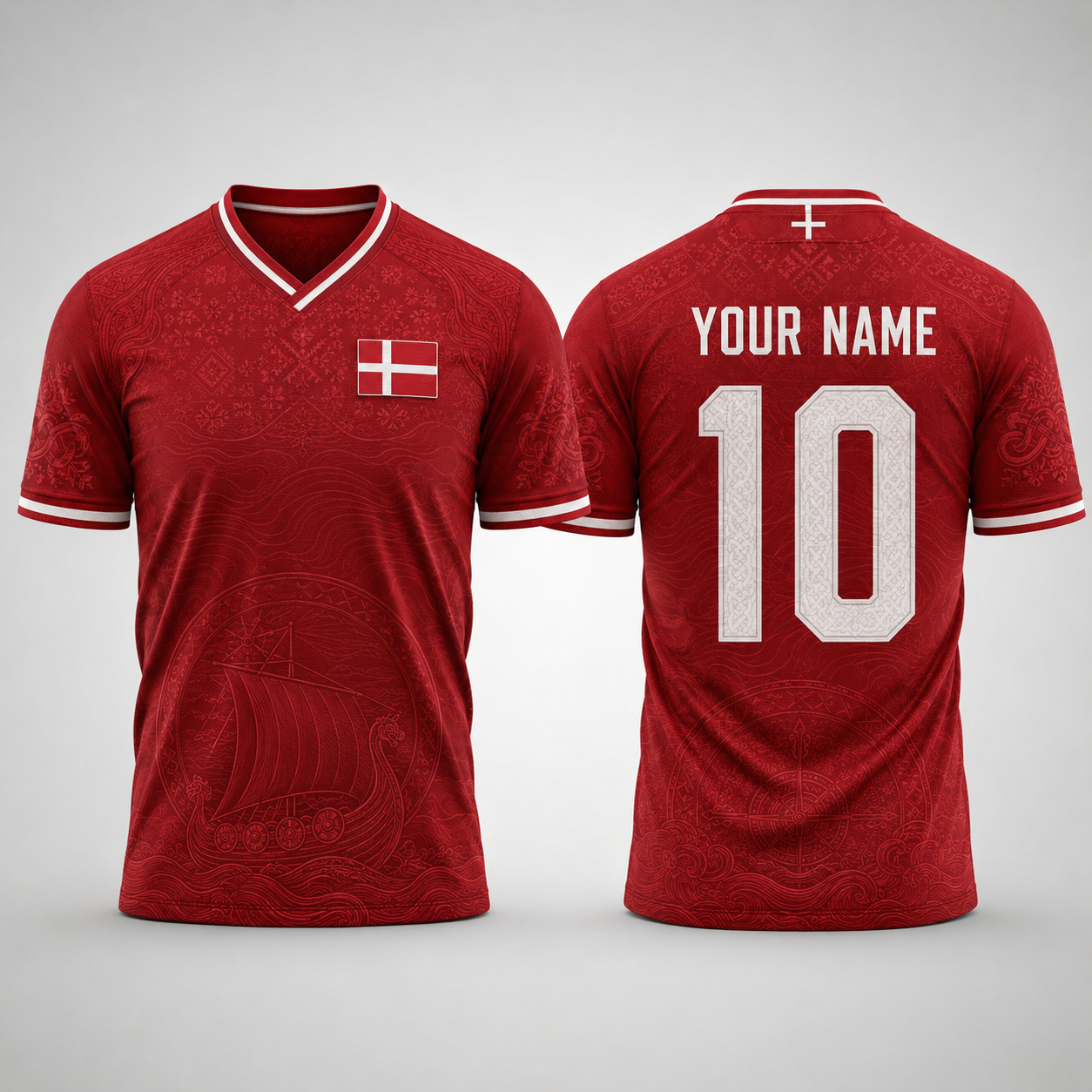 Denmark National Fooball Shirt, Squares of Diversity Football Team V-Neck For Men, Father's Day Presents
