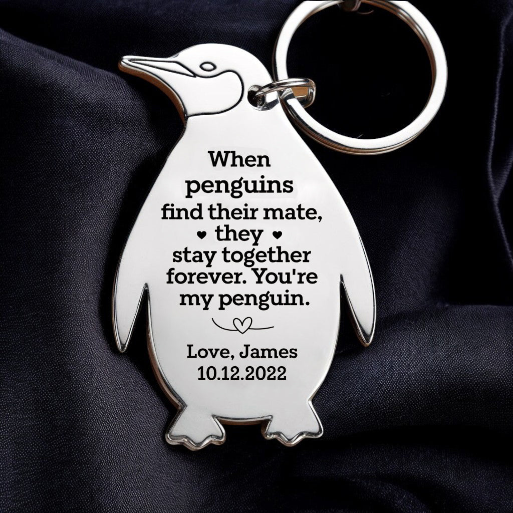 You're My Penguin Stainless Steel Keychain, Custom Couple Keychains, Gift For Couple, Valentine's Day Gifts