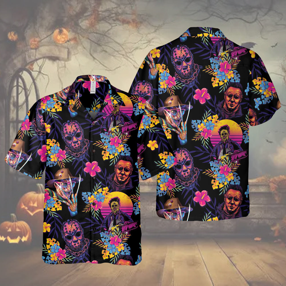 Unisex Halloween Hawaiian Shirt, Gift For Horror Movies Fan, Halloween Gift