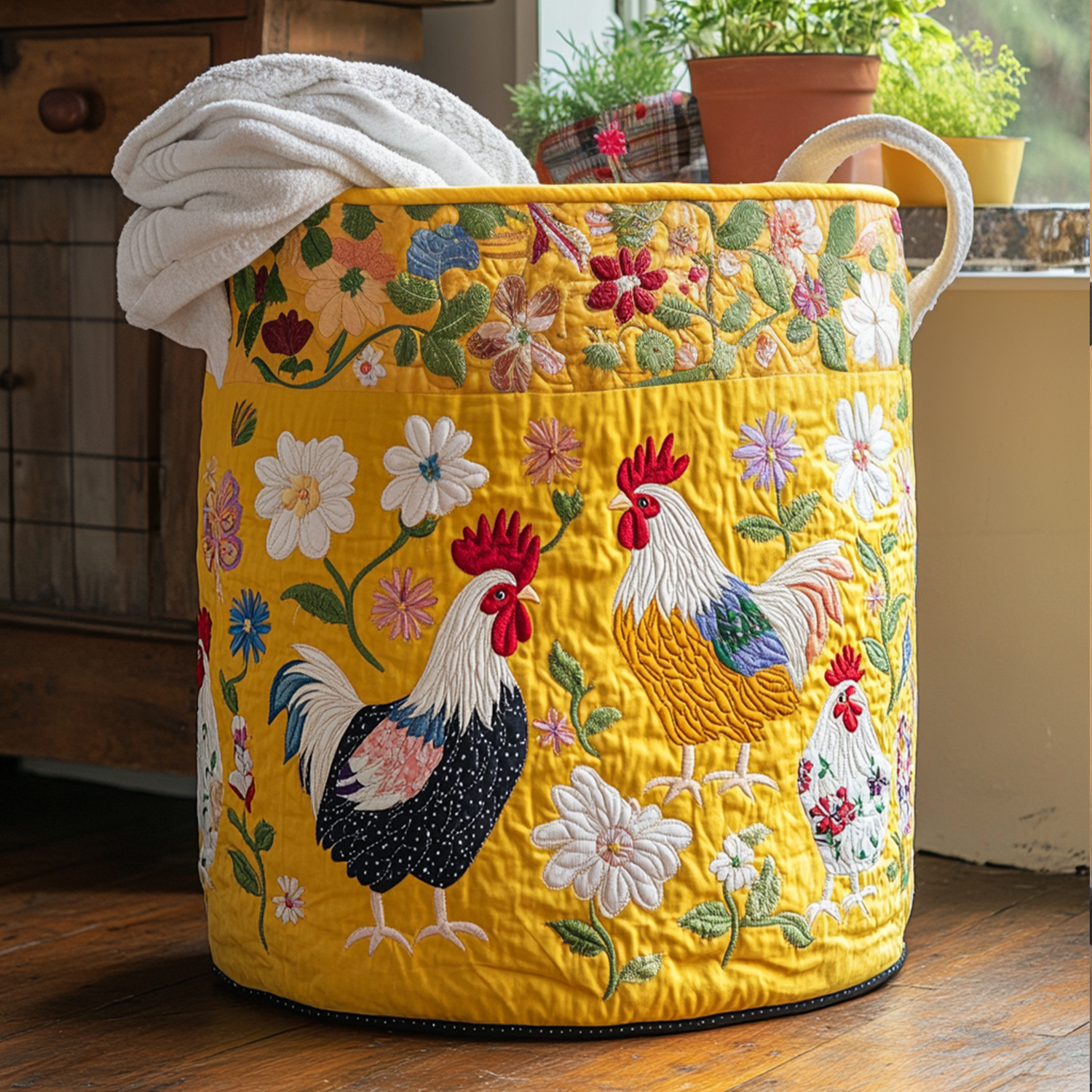 Floral Flock Laundry Basket Laundry Gifts, Housewarming Gift Ideas, Mother's Day Gifts