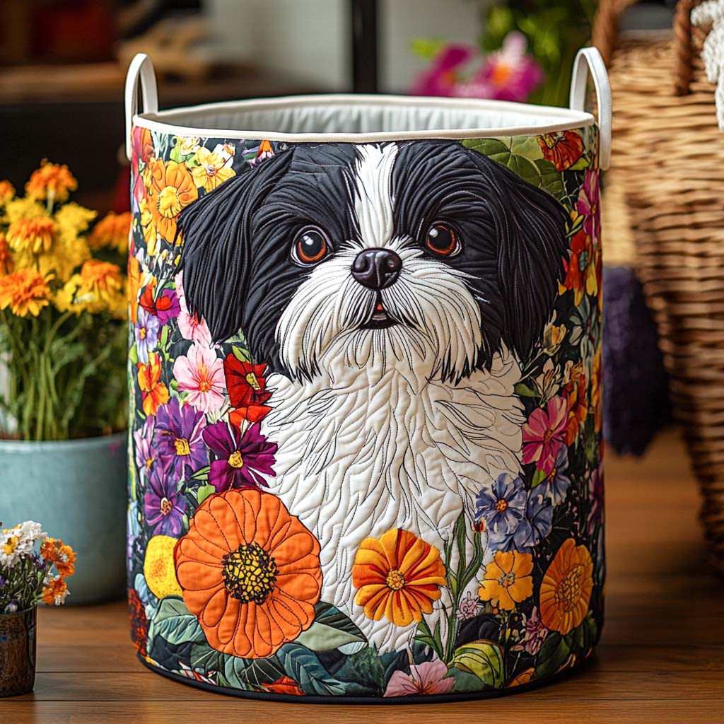 Floral Shih Tzu Laundry Basket Laundry Gifts, Housewarming Gift Ideas, Mother's Day Gifts