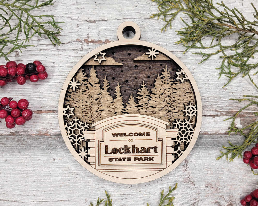 Welcome Lockhart State Park Forest Personalized 3D Wood Christmas Ornaments, Welcome Sign Ornament