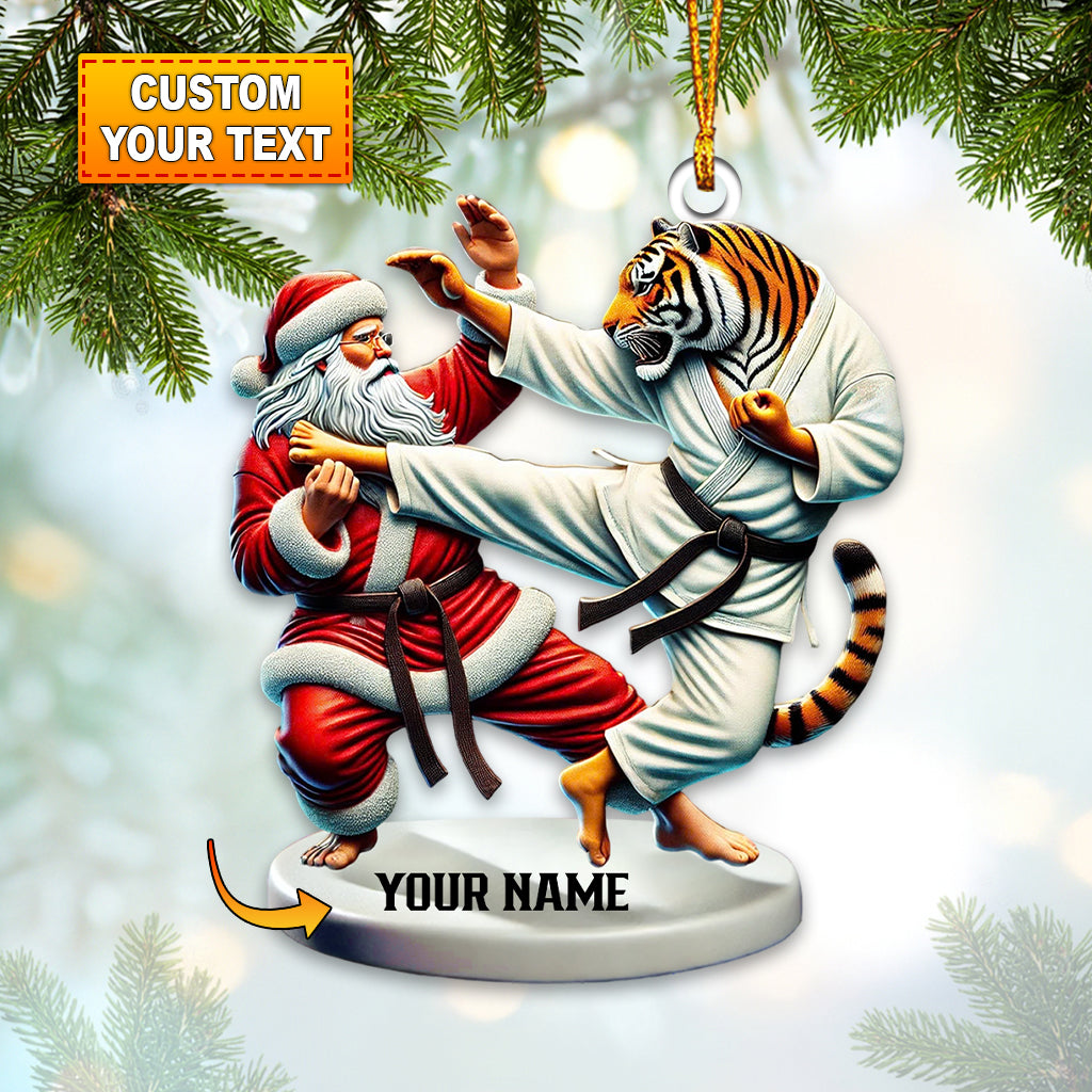 Custom Santa Christmas Acrylic Ornament, Santa And Tiger Christmas Decor For Jujutsu Lover