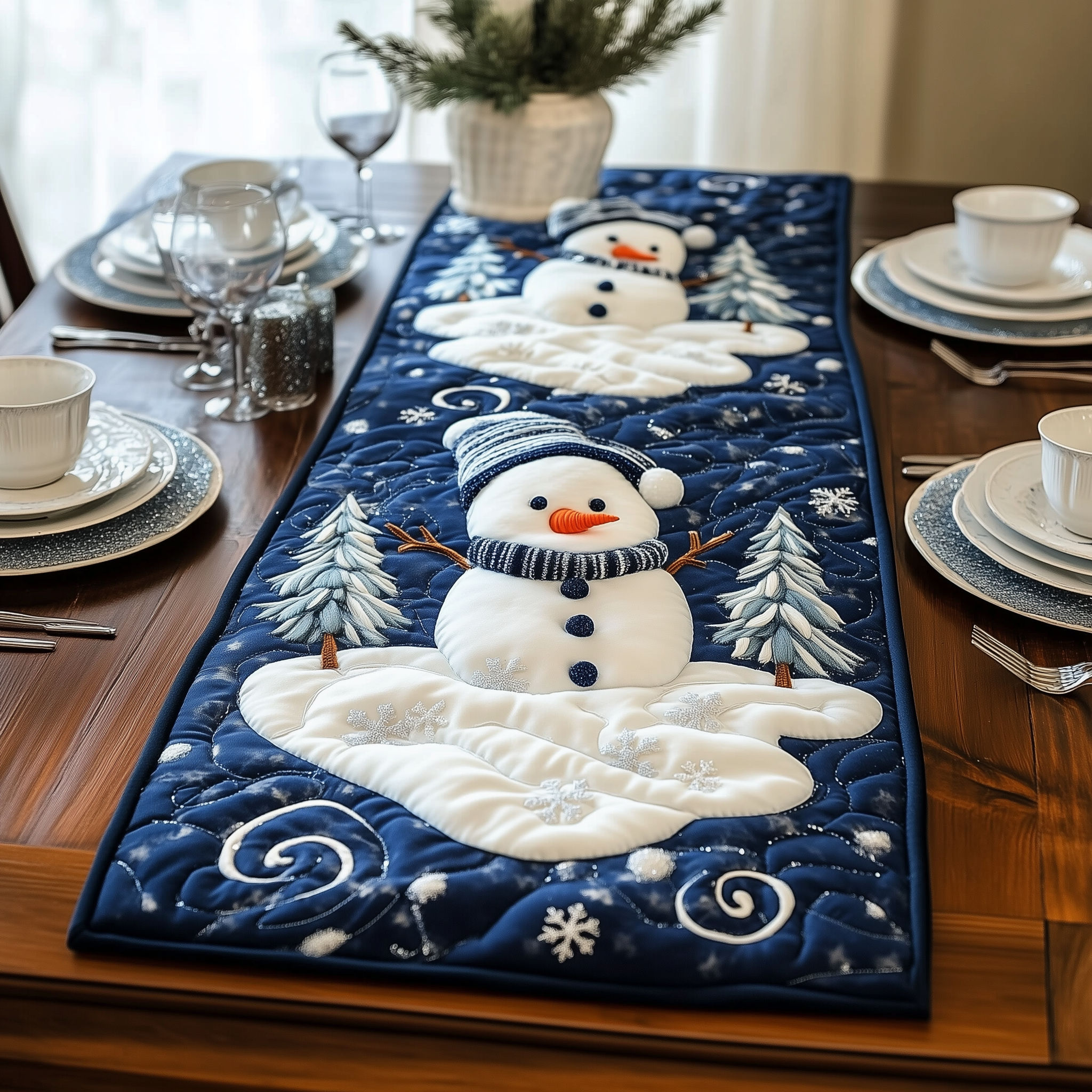 Christmas Snowmen Quilted Table Runner, Easter Table Runner, Spring Table Runner, Mother's Day Gifts