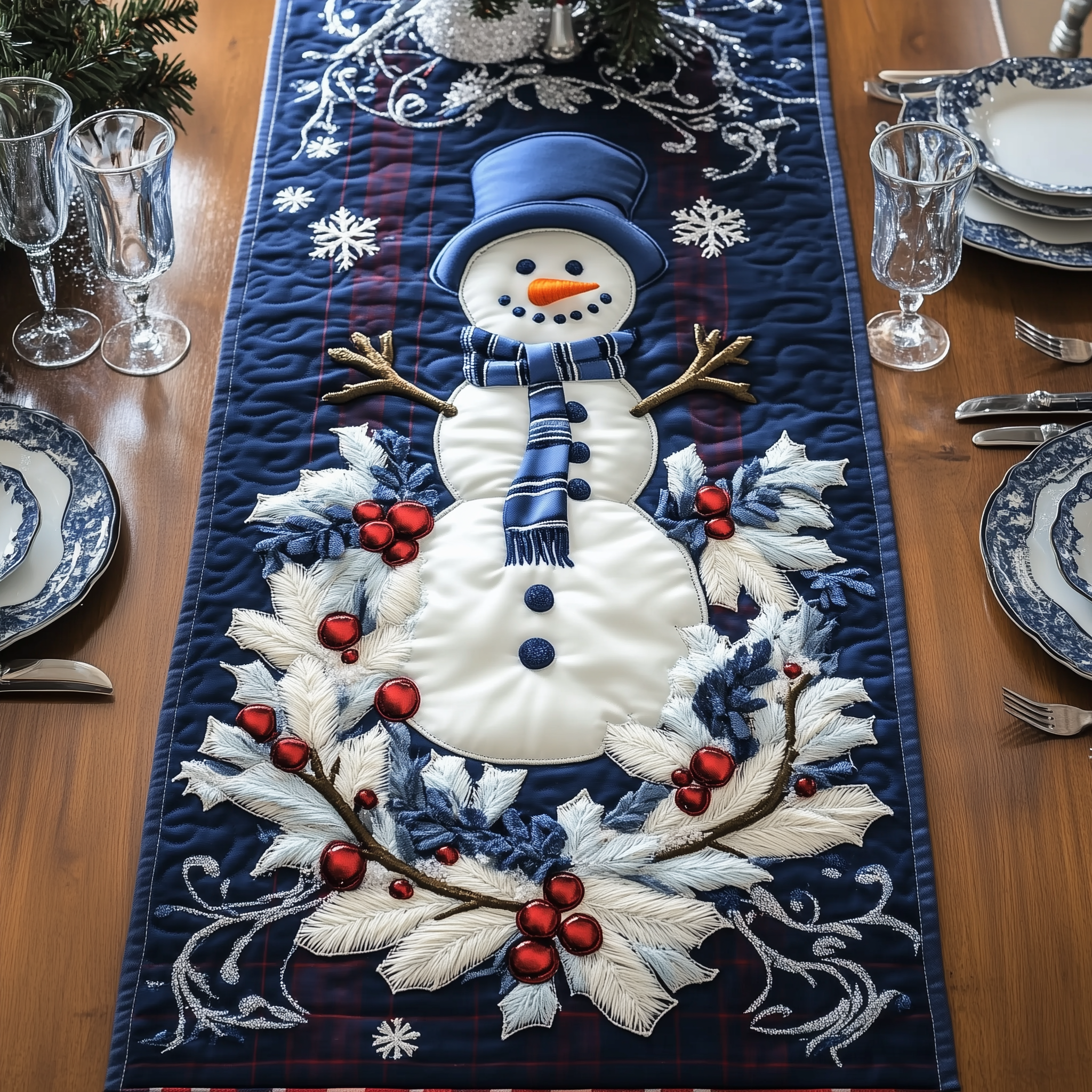 Christmas Snowman Quilted Table Runner, Easter Table Runner, Spring Table Runner, Mother's Day Gifts