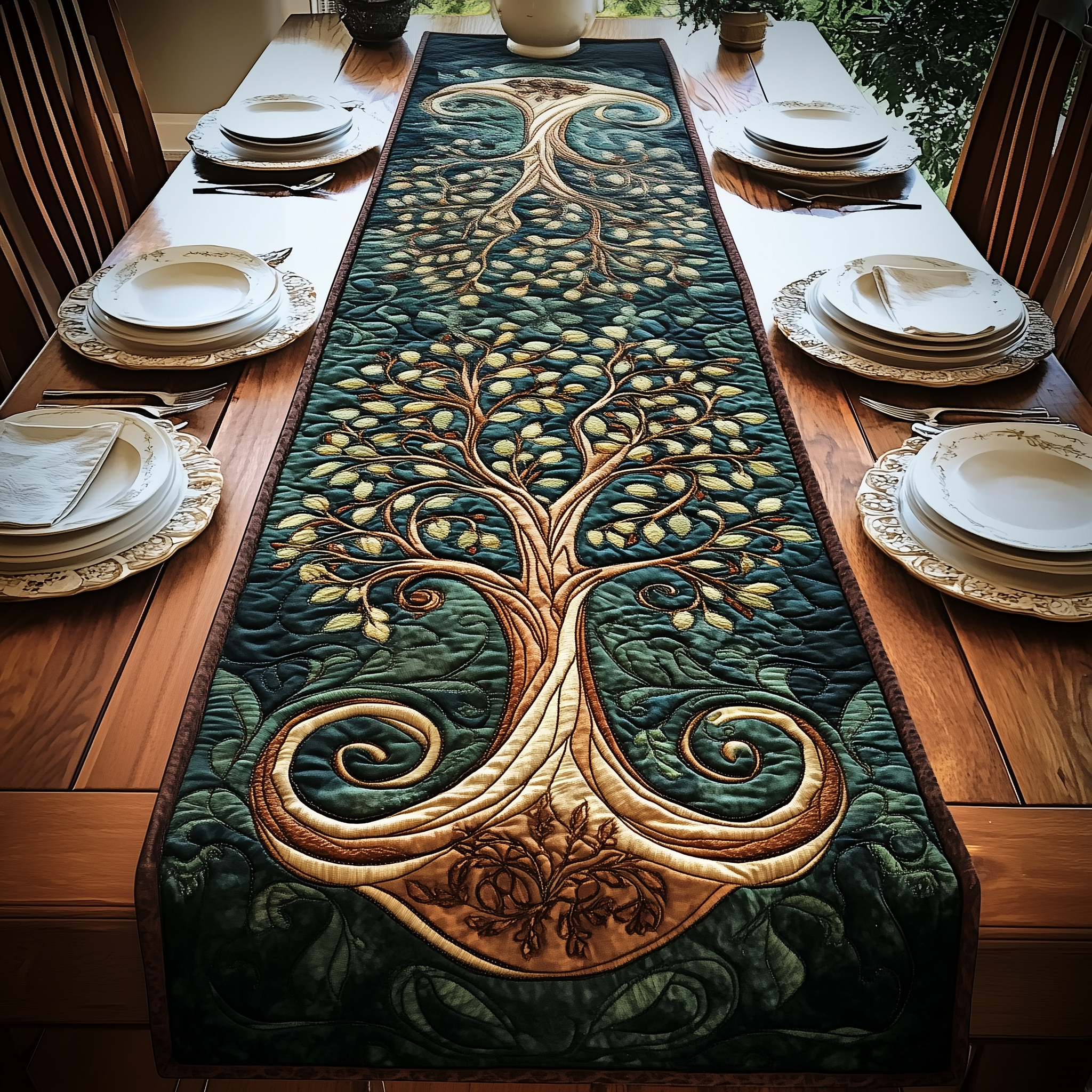 Ancient Celtic Tree Of Life Quilted Table Runner, Easter Table Runner, Spring Table Runner, Mother's Day Gifts