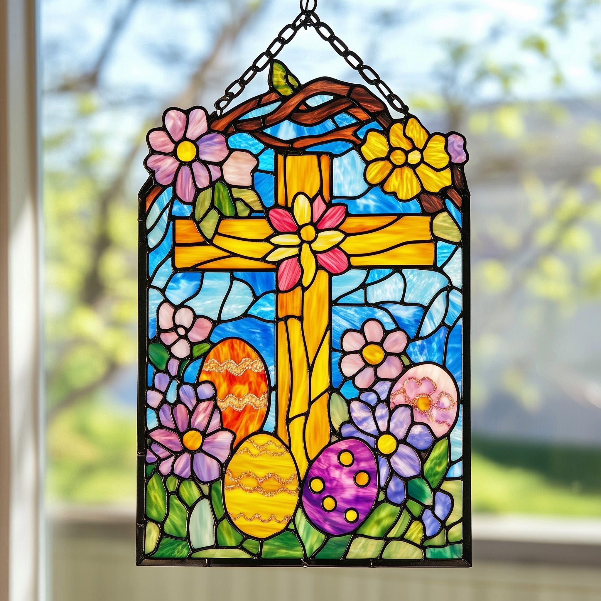 Easter Cross Acrylic Suncatcher, Easter Decor, Easter Gift