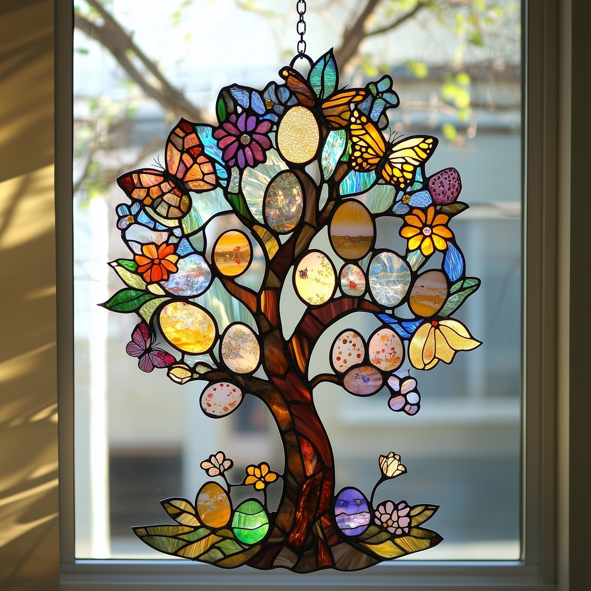 Easter Eggs Tree Acrylic Suncatcher, Easter Decor, Easter Gift