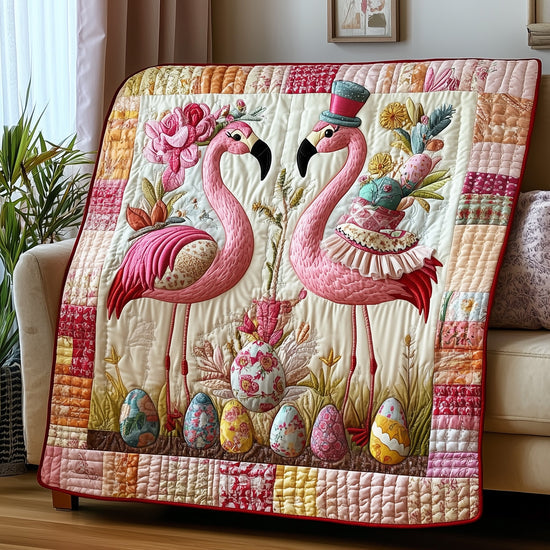 Easter Flamingo Quilt Blanket, Flamingo Blanket, Bedroom Decor, Mother's Day Gift, Easter Decor, Easter Gift