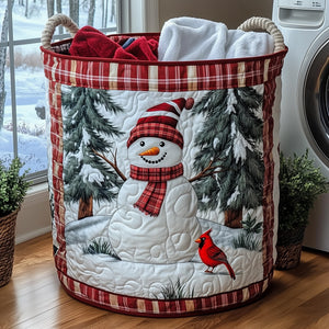 Christmas Snowman Cardinal Pine Trees laundry basket