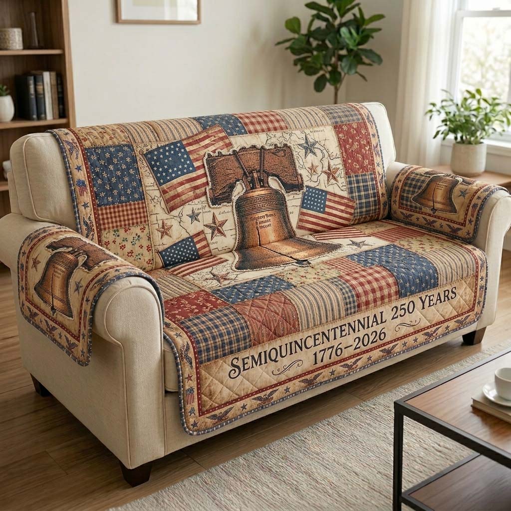 Heritage Bell Quilted Sofa Cover Fall Halloween Decor For Sofa Couch