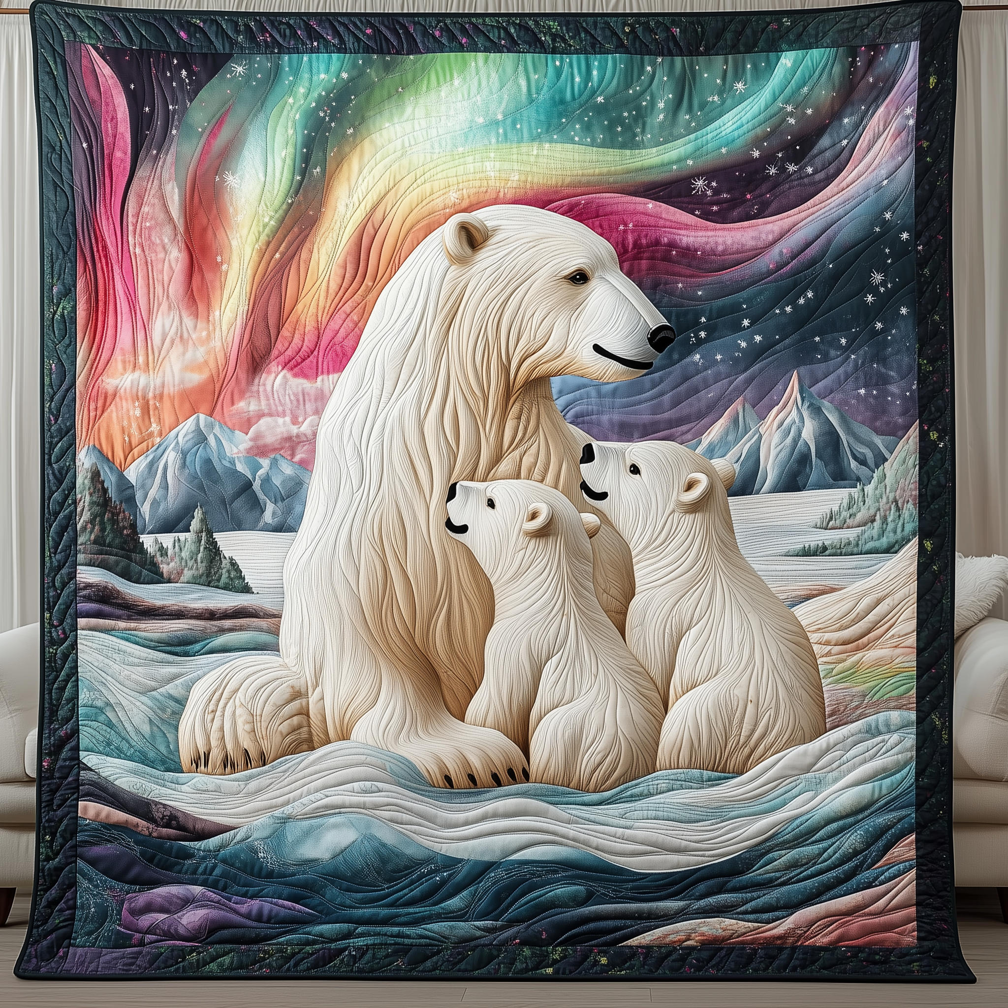 Ice Bear Quilt Blanket, Ice Bear Blanket, Mothers Day Gift, Gift For Mom