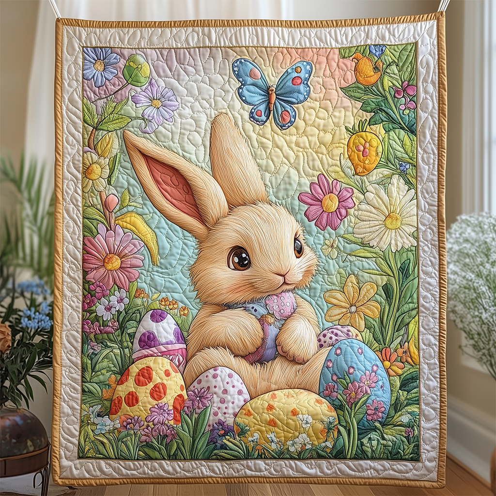 Garden Bunny Quilt Blanket, Bunny Blanket, Mother's Day Gift, Easter Decor, Easter Gift