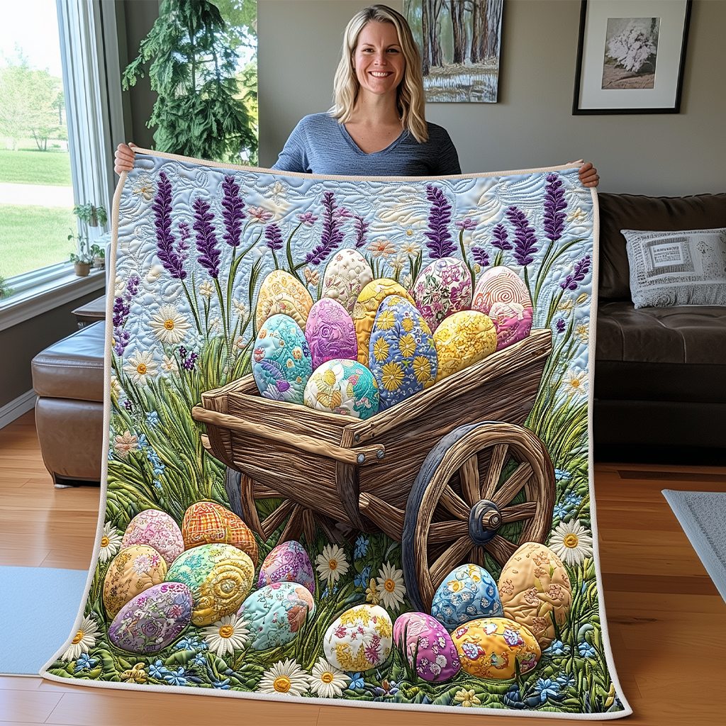 Colorful Easter Eggs Quilt Blanket, Bedroom Decor, Mother's Day Gift, Easter Decor, Easter Gift