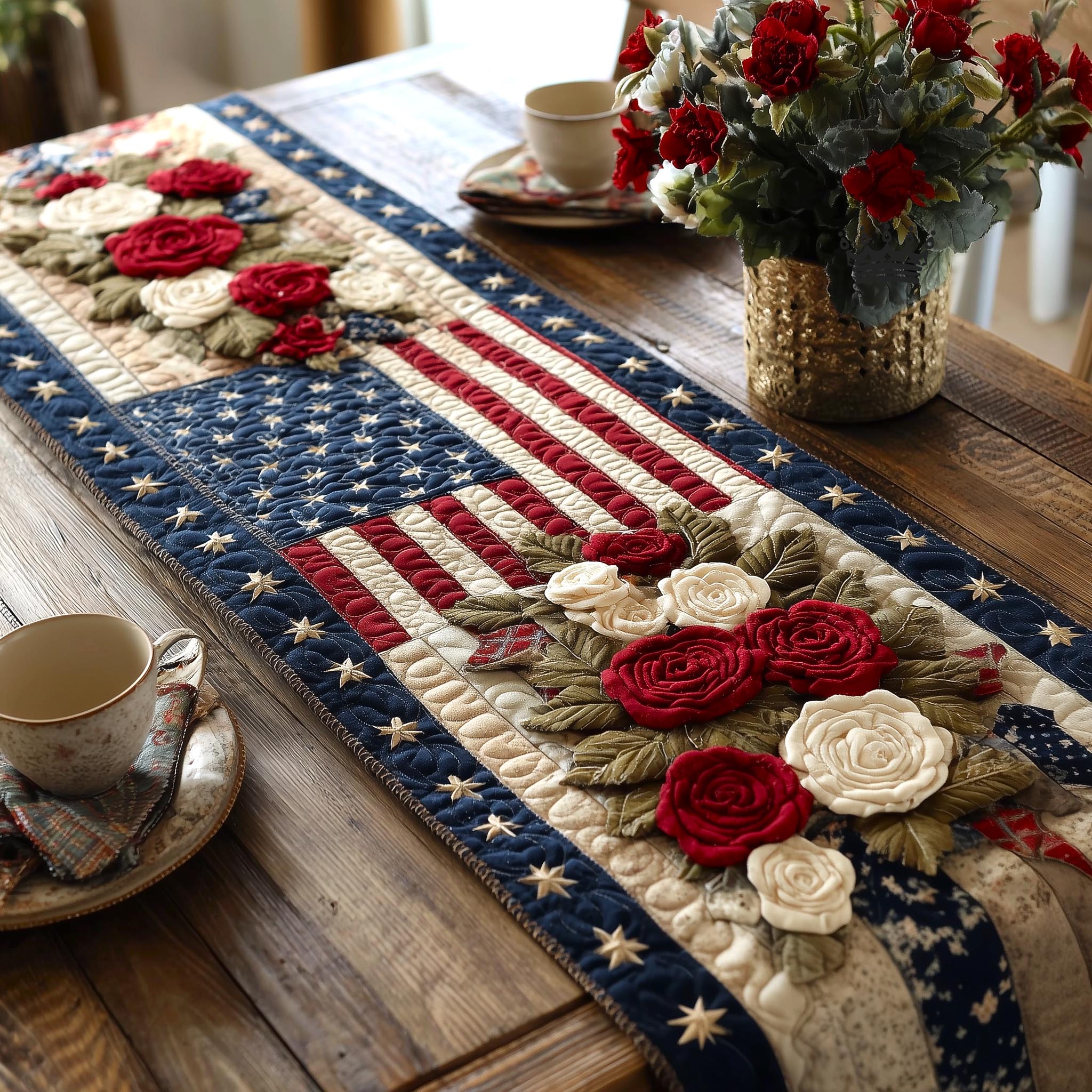 Patriot Palette Quilted Table Runner, Easter Table Runner, Spring Table Runner, Mother's Day Gifts