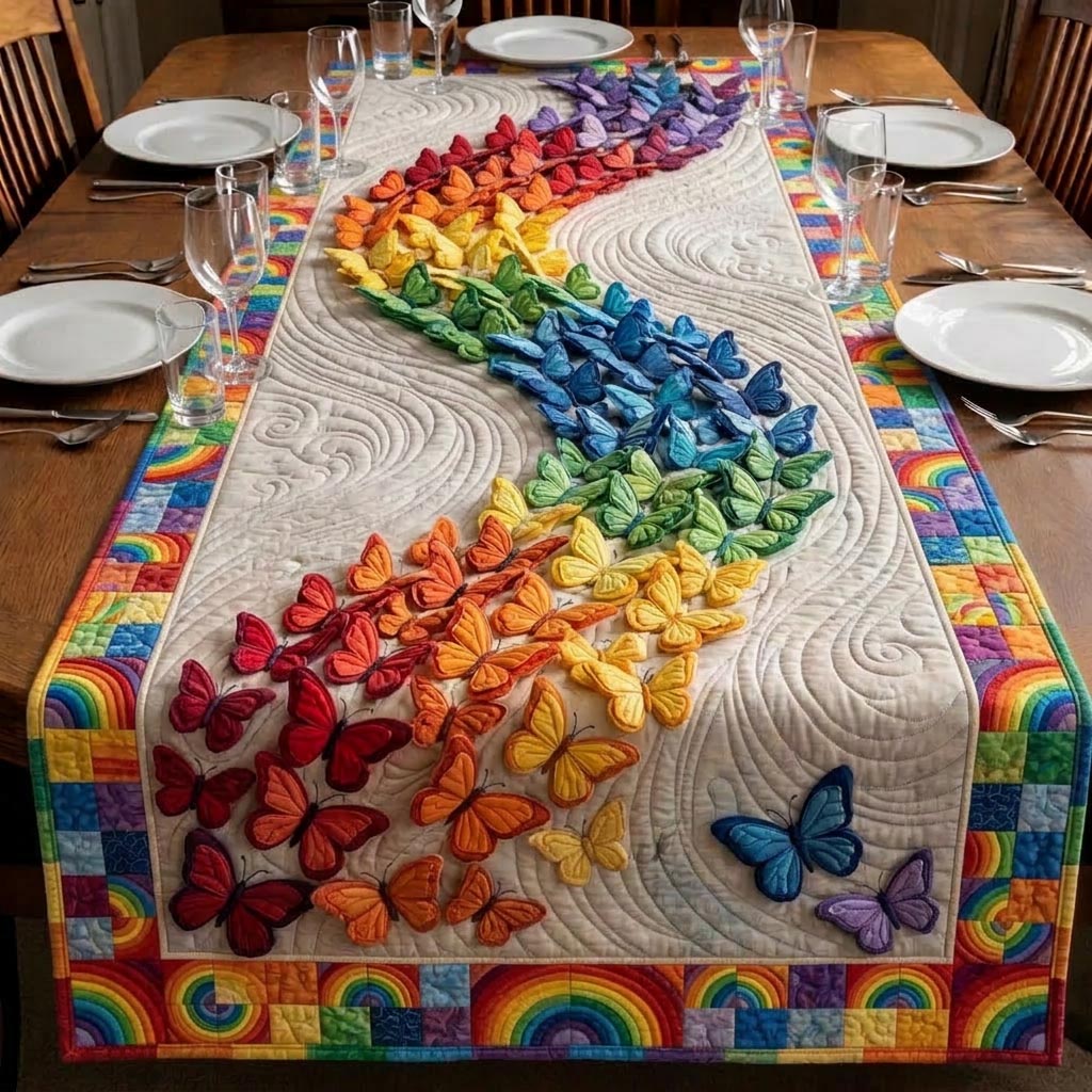 Butterfly Garden Quilted Table Runner, Easter Table Runner, Spring Table Runner, Mother's Day Gifts