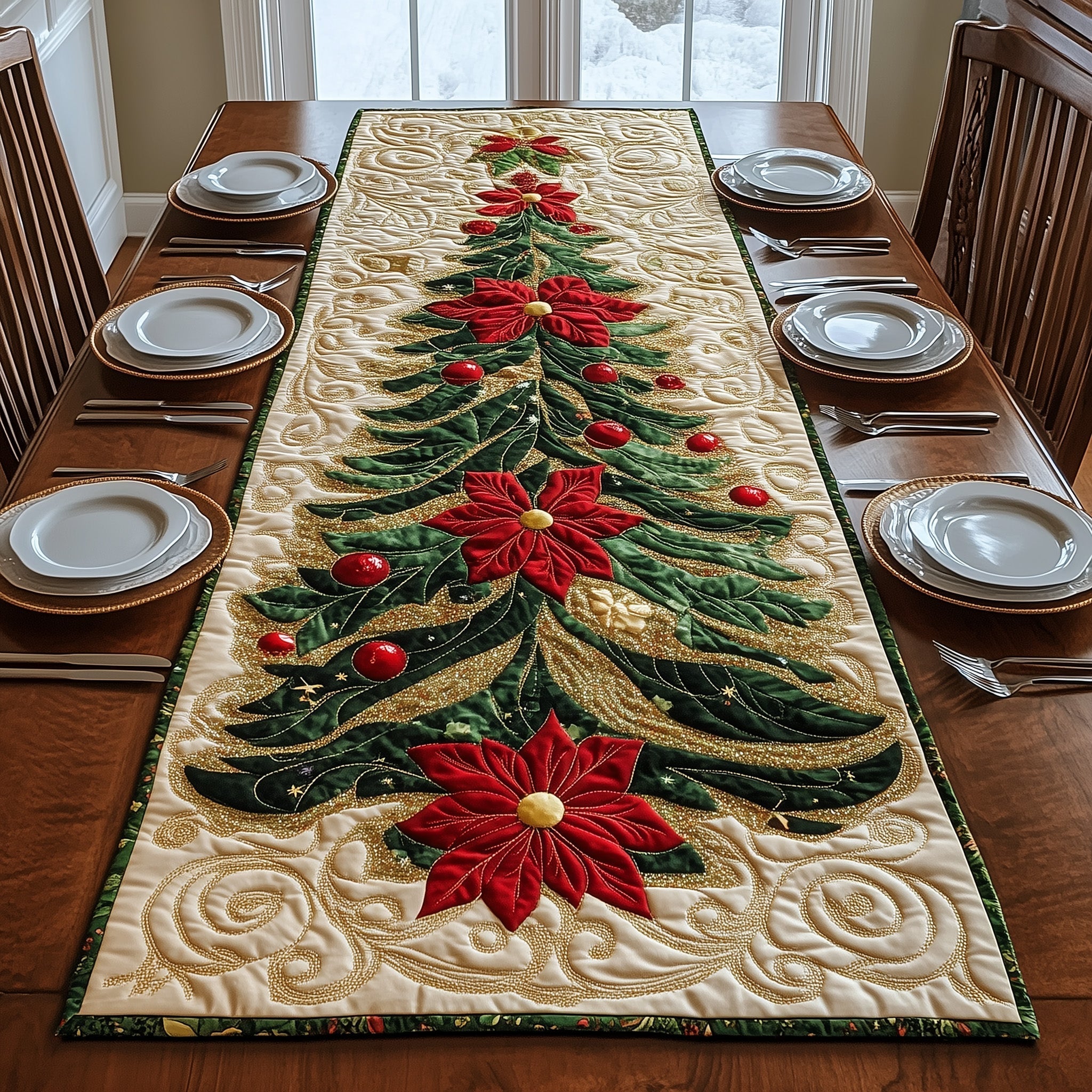 Xmas Tree Quilted Table Runner, Easter Table Runner, Spring Table Runner, Mother's Day Gifts
